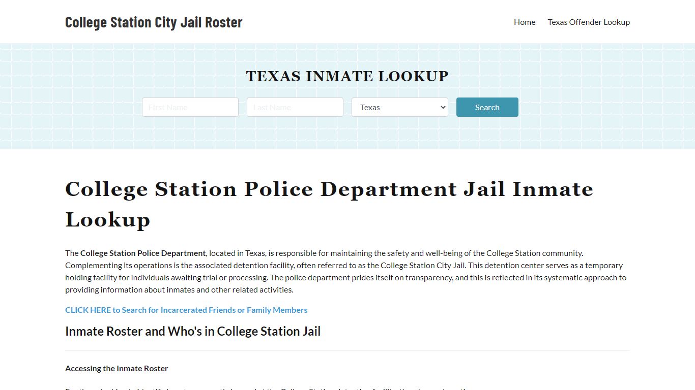 College Station Police Department & City Jail, TX Inmate Roster ...